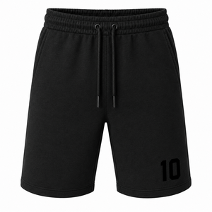 Shorts de sport pour homme en molleton de coton respirant, à séchage rapide, éco-responsable, à taille élastique, couleur unie, pour l'été, décontracté, pour la plage - Product Image 1