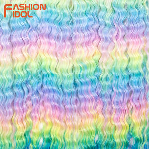 Extensions de cheveux en crochet Ariel Twist FASHION IDOL, 22 pouces, 3 pièces, vague d'eau, pour tresses colorées arc-en-ciel, bouclées, teintées, haute température - Product Image 5