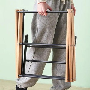 Séchoir à linge pliable en bambou à 3 niveaux Séchoir à linge suspendu en <span class=keywords><strong>bois</strong></span> pliable - Product Image 3