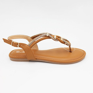 Dép Xỏ Ngón Mùa Hè Thời Trang 2021 Dép Xỏ Gót Đế Bằng Đính Đá Dép Xăng Đan Nữ Trang Trí Bằng Kim Loại Chaussure - Product Image 3