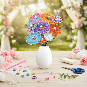 Kit fai da te per bouquet di fiori con strass multicolori e farfalle decorative per progetti creativi per bambini dai 7 ai 12 anni - Product Image 2