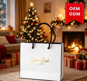Bolsa de Regalo de Joyería Premium para Venta al por Menor y Promoción de Marca, Bolsa de Papel de Lujo Personalizada con Logotipo en Relieve Dorado - Product Image 1