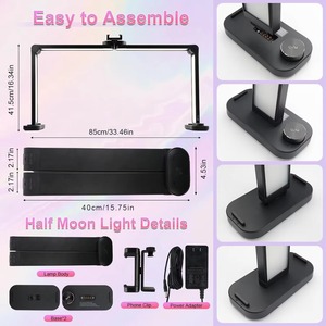 Lampada LED Pieghevole a Mezzaluna da 40W con Funzione di Ricarica <span class=keywords><strong>Telefono</strong></span>, Luce per Unghie a Mezzaluna con Interruttore Rotante per Salone di Bellezza, Estetista e Ricamo - Product Image 4