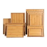 Rectangle Wooden Bamboo Serving Tray with Handle