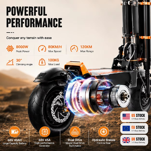 Scooter Eléctrico <span class=keywords><strong>X8</strong></span> de Alta Potencia, 60v 8000w, Motor Dual, Velocidad 80km/h, Carga 150kg, Neumático de 13 Pulgadas, para Adultos, Aventura Extrema - Product Image 2