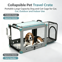 Cage de voyage pliable pour animaux de compagnie, grande capacité, pour chien et chat, utilisable en voiture, en intérieur et en extérieur