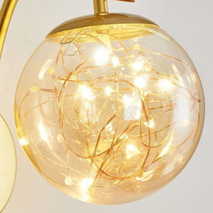 Appliques Murales Modernes de Luxe avec Abat-jour Rond en Verre Style Nordique, Lumière de Couloir pour Décoration de Chevet de Chambre, Lampes Murales LED Dorées en Forme de Corne 6W - Product Image 4