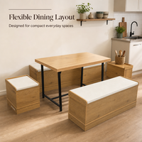 Ensemble de table à manger moderne en bois de chêne rouge massif naturel, résistant à l'eau, pour restaurant commercial, hôtel, école, 8 personnes