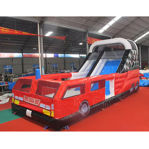 Château plein d'entrain de glissière sèche de camion de pompiers gonflable d'enfants de vente chaude caractéristiques PVC de qualité commerciale garantie de 3 ans utilisation d'intérieur/extérieure - Product Image 1