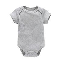 Pabrik ODM Rajutan Musim Semi 3-24B Bayi Baru Lahir untuk Romper Lengan Pendek Warna Polos dengan Kancing Tekan