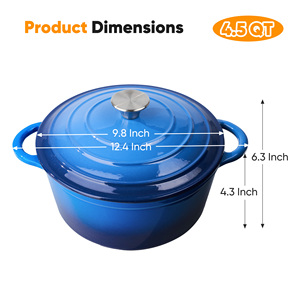 Cocotte en fonte émaillée 4,5 QT, rétention d'humidité, chauffage, fond antiadhésif en acier inoxydable, ustensiles de cuisine pour la maison et le commerce - Product Image 4