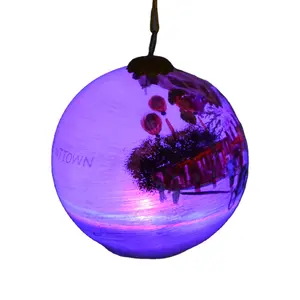 2024 recién llegado Bola de adorno de brillo de Navidad de vidrio transparente con luz LED
