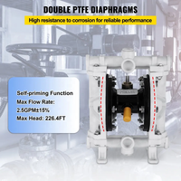 Pompe à double diaphragme à air comprimé de haute qualité, corps en polypropylène de 1/2 pouce, diaphragme en PTFE pour les fluides chimiques et huileux
