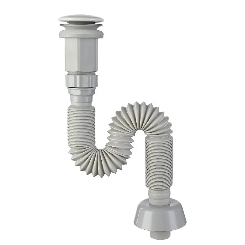 For Fits Overflow or No Overflow Vessel Sink 2 in 1 Bathroom Sink Drain Kit with Flexible & Expandable P-trap pipe Drain