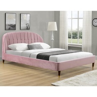 Willsoon New Store Lit King-Size au design moderne Tissu velours rose avec panneau en bois Rembourrage souple pour meubles de maison