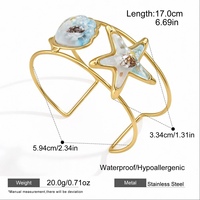Ensemble de bijoux en acier inoxydable plaqué or, style vacances à la plage, coquillages et étoiles de mer, collier, bracelet, boucles d'oreilles