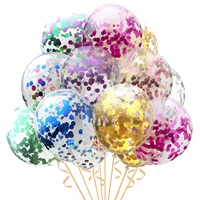 Fabricant chinois en gros de ballons à confettis, ballons en latex rose or de 12 pouces, ballons transparents à confettis pour la décoration