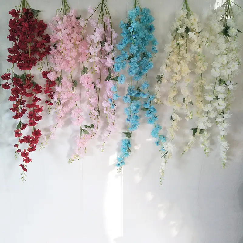 Les fabricants recommandent une haute simulation de fleur 7 fourchettes fleur de cerisier tenture murale hôtel restaurant étude jardin décoration simul