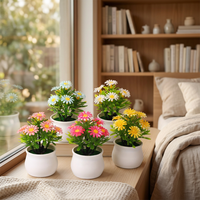 Mini-plantes artificielles de marguerites en pot, fleurs artificielles colorées, bonsaï en pot en plastique pour la décoration de la maison, de la table et du bureau (vente en gros)