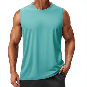 Camiseta sin mangas de poliéster personalizada para hombre, chaleco deportivo de secado rápido para gimnasio y fitness - Product Image 1