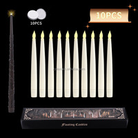Bougies coniques flottantes en plastique LED modernes magiques pour arbre de Noël, accessoires de fête électriques sans flamme et télécommandés