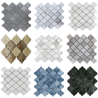 Carrelage Mosaïque Arabesque Marbre Marron Motif Lanterne Parquet Moderne pour Dosseret de Cuisine et Décoration Murale de Salle de Bain
