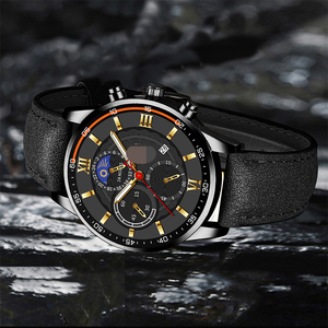 Đồng hồ Thạch Anh Dạ quang thời trang đơn giản mới đồng hồ da nam ba tay quay số lớn - Product Image 4