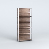 Étagère gondole double face robuste en métal à grain de bois pour supermarché et épicerie, système de rangement commercial pour la vente au détail