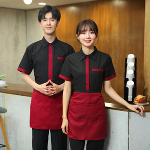 Uniforme <span class=keywords><strong>de</strong></span> travail personnalisé d'usine, chemise à manches courtes à revers, style couple, uniforme d'employé, costume uni, vêtements <span class=keywords><strong>de</strong></span> travail pour bar aquatique, café - Product Image 5