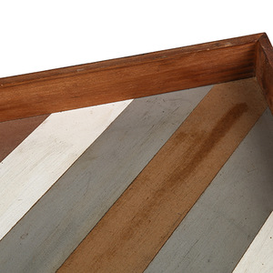 Solid Wood <b>Tray</b> Square Striped Design For Coffee <b>Tea</b> Serving Household Use Light Luxury Retro Style - Product Image 4