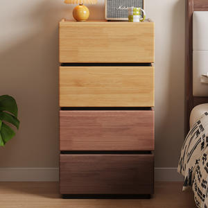 Mesita de Noche de Madera Maciza de Lujo Ligero, Gabinete Moderno para Dormitorio, Cajonera de Almacenamiento Combinable, Módulo para Pie de Cama - Product Image 2