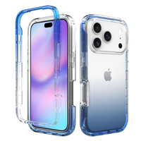 Coque de téléphone dégradée 2-en-1 en gros pour iPhone 14 15 16 Pro Max, protection intégrale aux couleurs contrastées, coque hybride anti-jaunissement