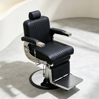 Fauteuil de Barbier Haut de Gamme en Métal, Style Américain, Pliable, Rotatif, Accoudoirs Personnalisables pour Permanente, Coloration et Coiffure