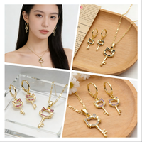 Ensemble de bijoux de mariage Hengdian New Elegant Oro, plaqué or, pour femmes, avec zirconiums cubiques, boucles d'oreilles et colliers