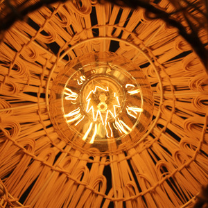 Lustre en rotin, bambou tissé rond, E27, tête simple, style sud-est asiatique, luminaire suspendu pour restaurant, balcon - Product Image 3