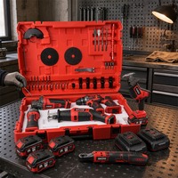 Nouvelles outils électriques sans fil 18V, équipées d'un ensemble de 4 batteries lithium-ion de 4,0 Ah ; un kit comprenant 6 outils au total.