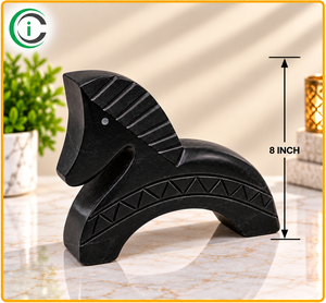 Estatua de Caballo de Mármol Negro de 8 Pulgadas CCI, Tallada a Mano con Acabado Elegante, Escultura Decorativa de Caballo para Mesa de Hogar, Oficina u Hotel - Product Image 3