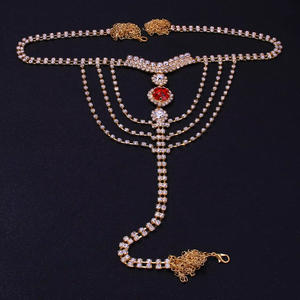 Thời trang lấp lánh tinh thể Rhinestone thong Quần lót bikini bụng eo chuỗi Phụ nữ sexy Bling cơ thể chuỗi trang sức - Product Image 5