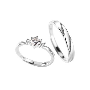 OUGEPHELI <span class=keywords><strong>Bague</strong></span> en argent sterling plaqué platine Zircon cubique S925 Jwerely <span class=keywords><strong>Bague</strong></span> de couple pour hommes et femmes - Product Image 3
