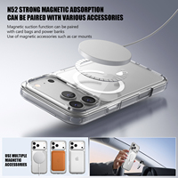 Coque de téléphone magnétique transparente avec airbag aux quatre coins, protection anti-chute, protection de l'écran et de l'appareil photo, coque en TPU+PC pour iPhone 18 Pro Max