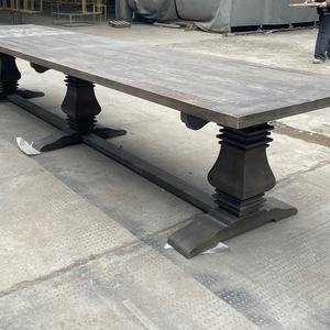 Tables à manger rectangulaires en bois massif récupéré, style rustique moderne du milieu du siècle, 3m ou 4m de long - Product Image 3