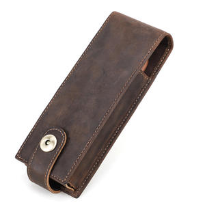 Estuche de cigarros de cuero genuino portátil Retro Soporte de humidificador de viaje Estuche de cigarros de <span class=keywords><strong>2</strong></span> tubos con ranura para cortador de cigarros - Product Image 5