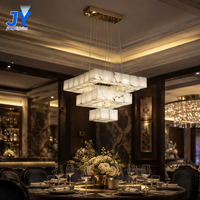 Lustre carré de qualité supérieure pour café, restaurant, en acier inoxydable de luxe, en albâtre