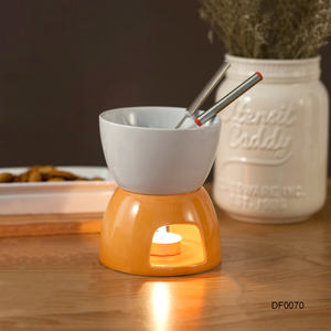 Logo personnalisé ensembles de marmites à <span class=keywords><strong>fondue</strong></span> en porcelaine blanche vente en gros service à <span class=keywords><strong>fondue</strong></span> en céramique fondant fromage chocolat - Product Image 2