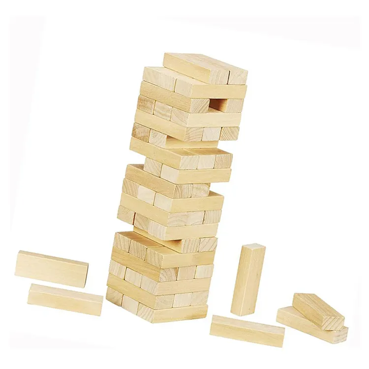 الجملة الأسرة مكعبات خشبية التراص برج لعبة jengal انحدار برج لعبة بنة