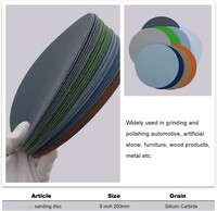 8 pouces 200mm carbure de silicium crochet et boucle papier de verre étanche disque de ponçage papier abrasif pour le polissage de voiture en métal