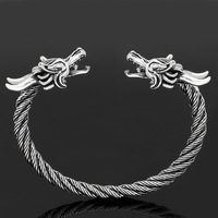 Dragon Celtique Viking Rétro Européen Américain pour Bracelet pour Homme Accessoire Classique en Alliage Réglable Bicolore pour Anniversaires