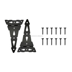 Stock local américain, charnières en T pour <span class=keywords><strong>portail</strong></span> de rangement de hangar, en acier au carbone noir de 10 pouces, robustes et décoratives, avec vis (1 paire) - Product Image 1