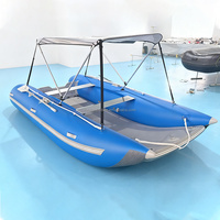 Prix d'usine Bateau gonflable pliable de type catamaran de 12, 13 et 14 pieds avec plancher pneumatique et roues pour la pêche