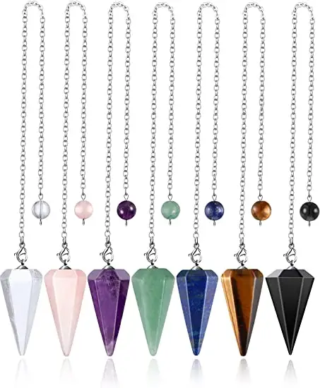 Kristal Pendulum Chakra Reiki Penyembuhan Liontin untuk Ramalan Dowsing Kuarsa Pendulum Perhiasan untuk Wanita Pria